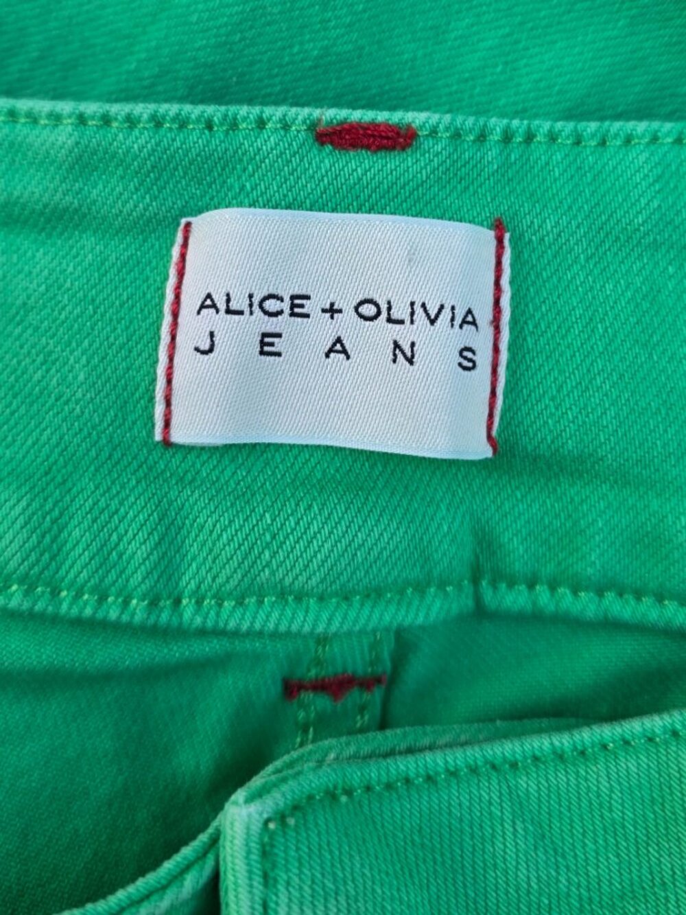 Alice + Olivia Stacey Bell Green Flare Jeans Size 25 Boho 70s Y2K - Picture 5 of 7